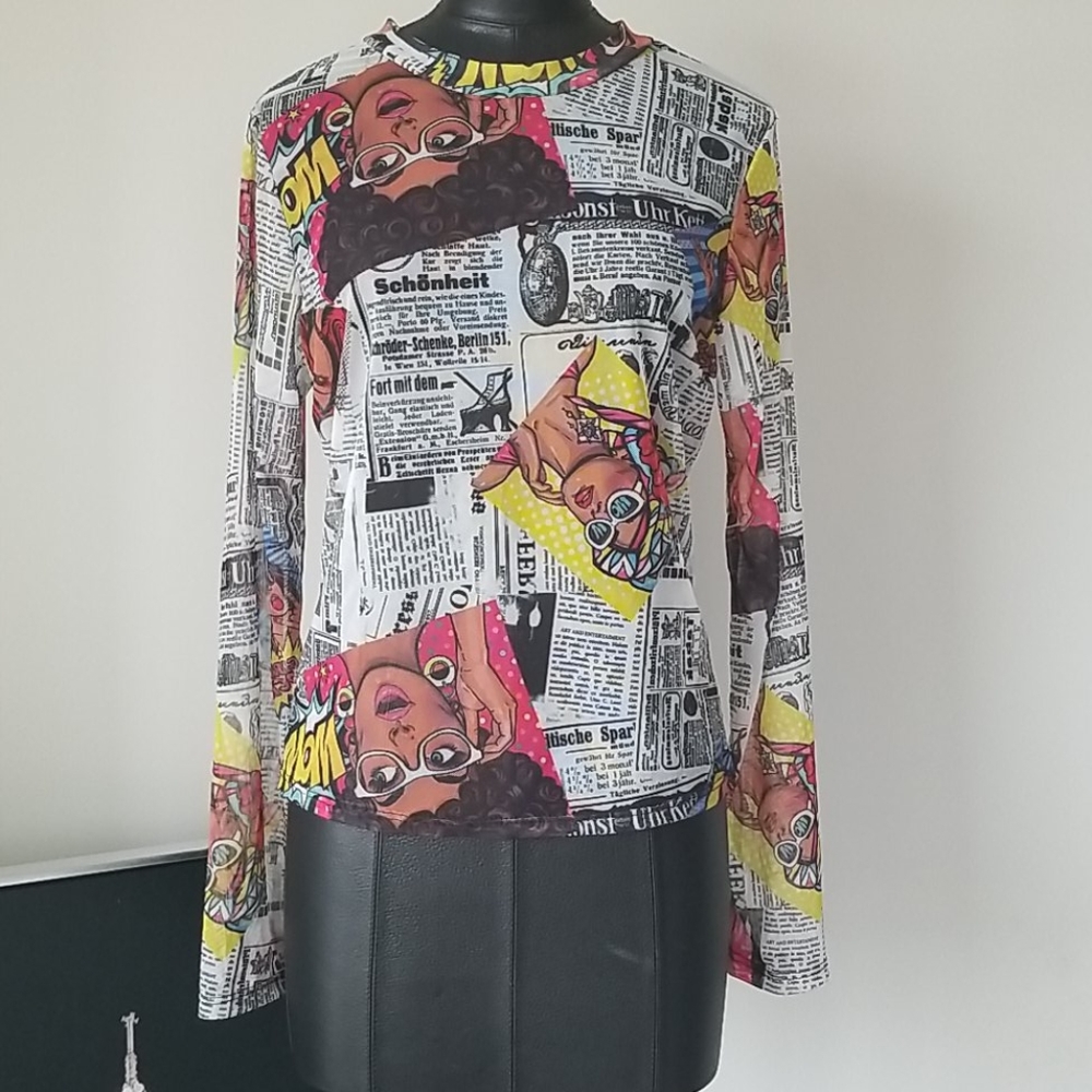 "FRONT PAGE" Sheer Top